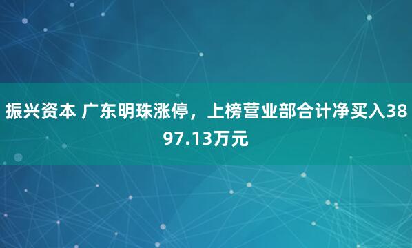 振兴资本 广东明珠涨停，上榜营业部合计净买入3897.13万元