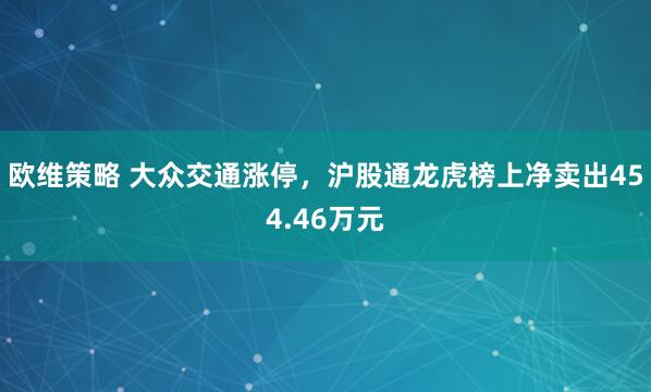 欧维策略 大众交通涨停，沪股通龙虎榜上净卖出454.46万元