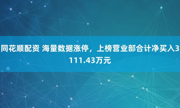 同花顺配资 海量数据涨停，上榜营业部合计净买入3111.43万元